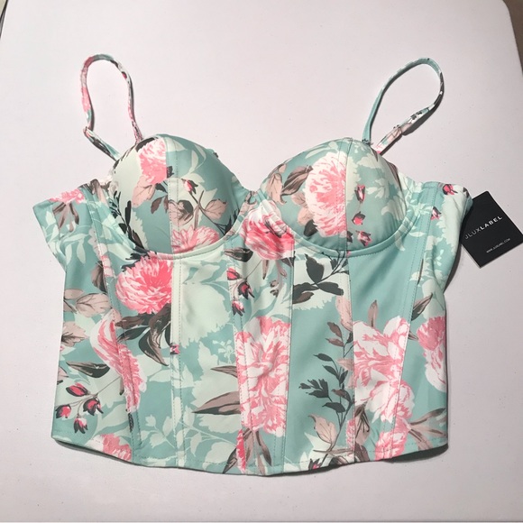 NWT JLUXLABEL Ivana Bustier Corset Top in Mint Floral Spring Size Large - Picture 9 of 15